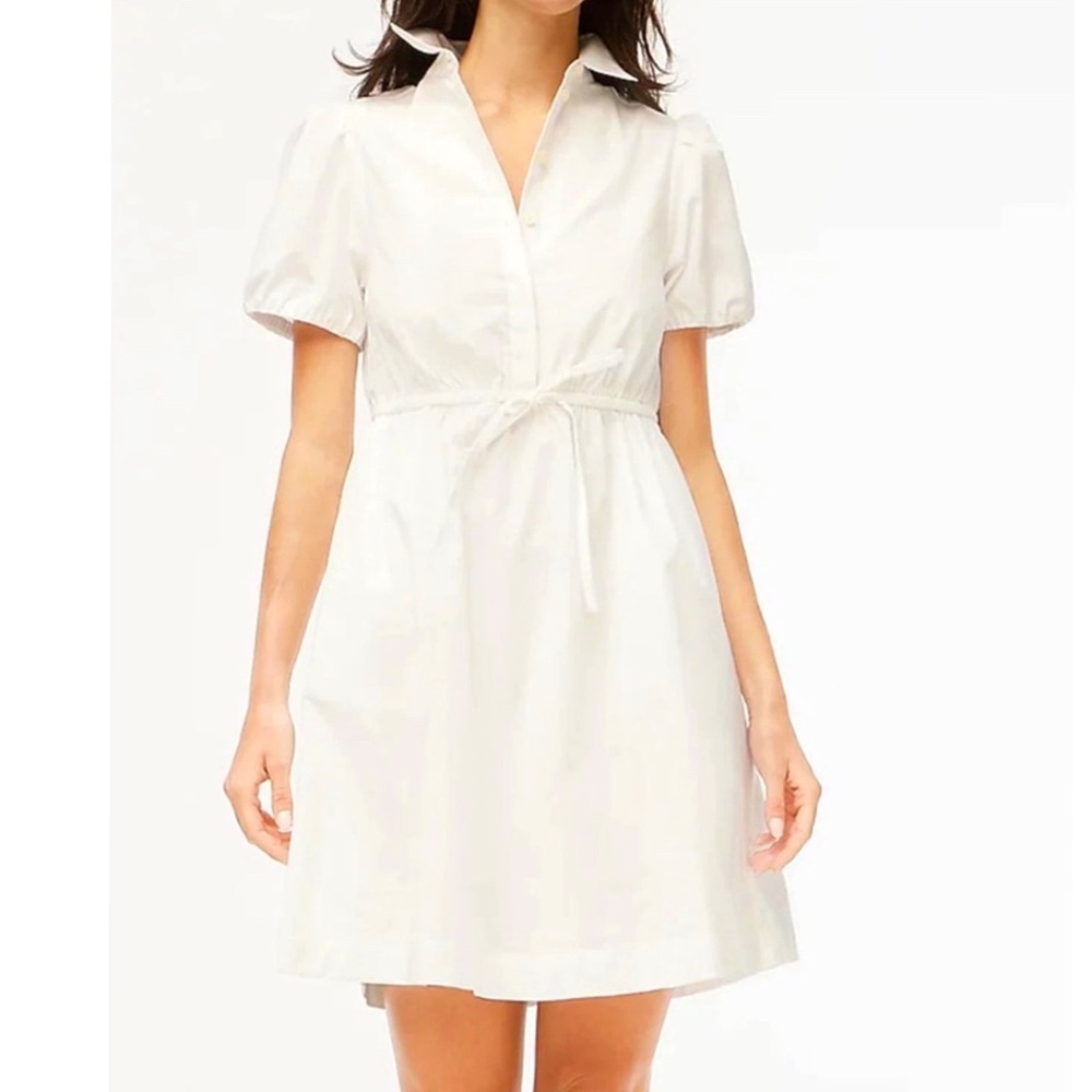 J.Crew Women’s Short-sleeve tie-waist Mini Dress White Size 8